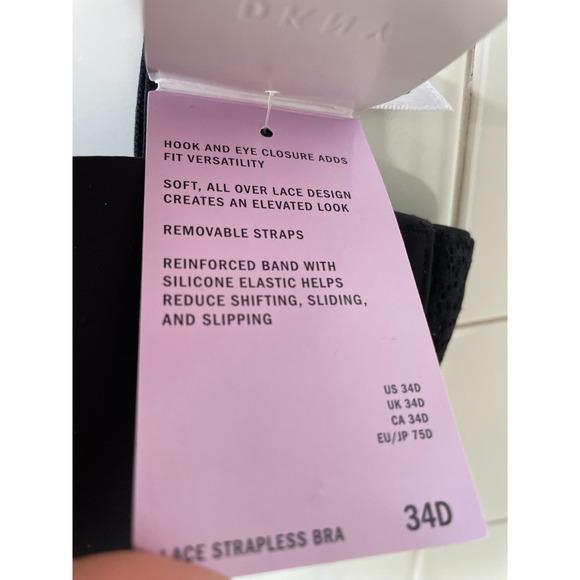 DKNY New Black Bra with Removable Straps Moderate Support & Lace 34D - Picture 5 of 5